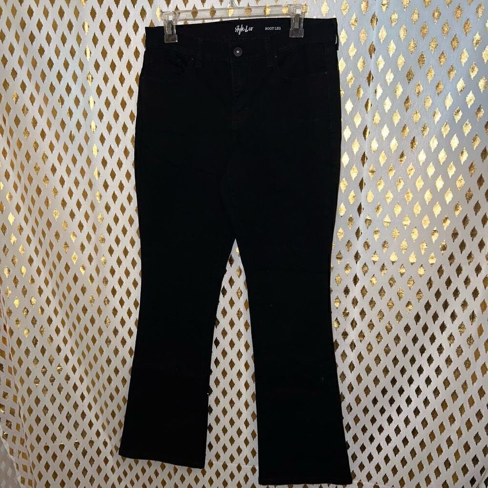 Style & Co black bootleg jeans pants flared bootcut size 8